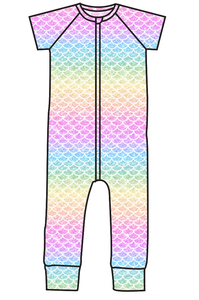 Pastel Scales Swim One Piece Rashguard Suit