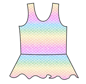 Pastel Scales Swim Peplum Swim Top