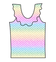 Load image into Gallery viewer, Pastel Scales Swim Ruffle Neck Swim Top