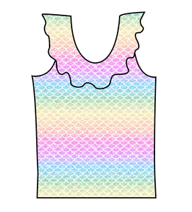 Pastel Scales Swim Ruffle Neck Swim Top