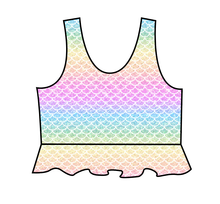 Load image into Gallery viewer, Pastel Scales Swim Peplum Swim Top