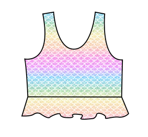 Pastel Scales Swim Peplum Swim Top