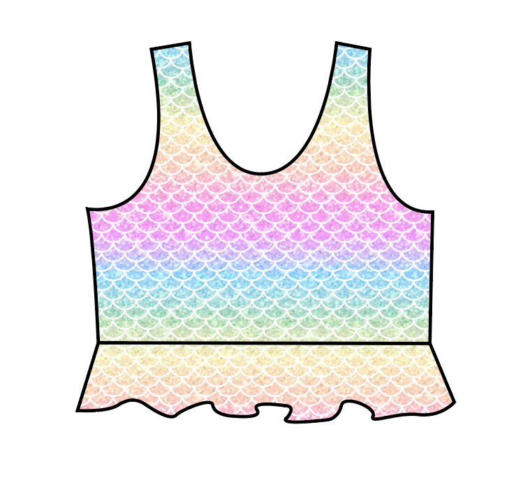 Pastel Scales Swim Peplum Swim Top