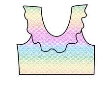 Load image into Gallery viewer, Pastel Scales Swim Ruffle Neck Swim Top