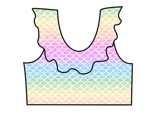 Pastel Scales Swim Ruffle Neck Swim Top