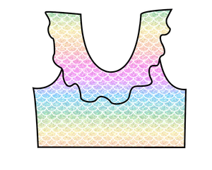 Pastel Scales Swim Ruffle Neck Swim Top