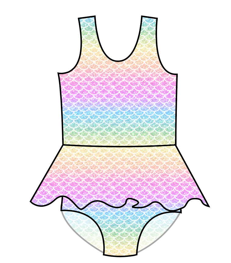 Pastel Scales Swim Skirted One Piece Swim Suit