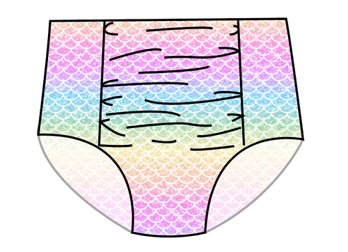 Pastel Scales Swim Ladies High Waisted Ruched Bikini Bottoms