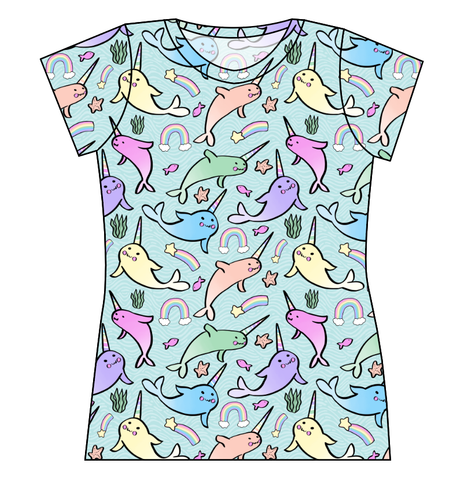 Pastel Narwhals Swim Ladies' Rash Guard Top