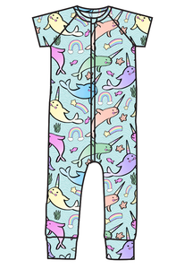 Pastel Narwhals Swim One Piece Rashguard Suit