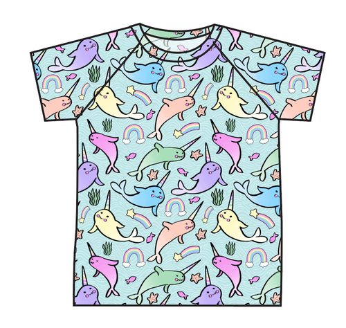 Pastel Narwhals Swim Mens' Rash Guard Top