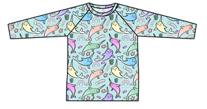 Pastel Narwhals Swim Rash Guard Top