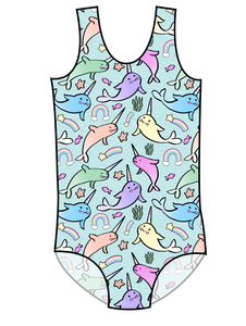 Pastel Narwhals Swim Basic One Piece Swim Suit