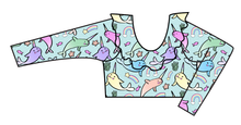 Load image into Gallery viewer, Pastel Narwhals Swim Ruffle Neck Swim Top