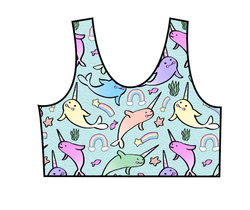 Pastel Narwhals Swim Basic Swim Top