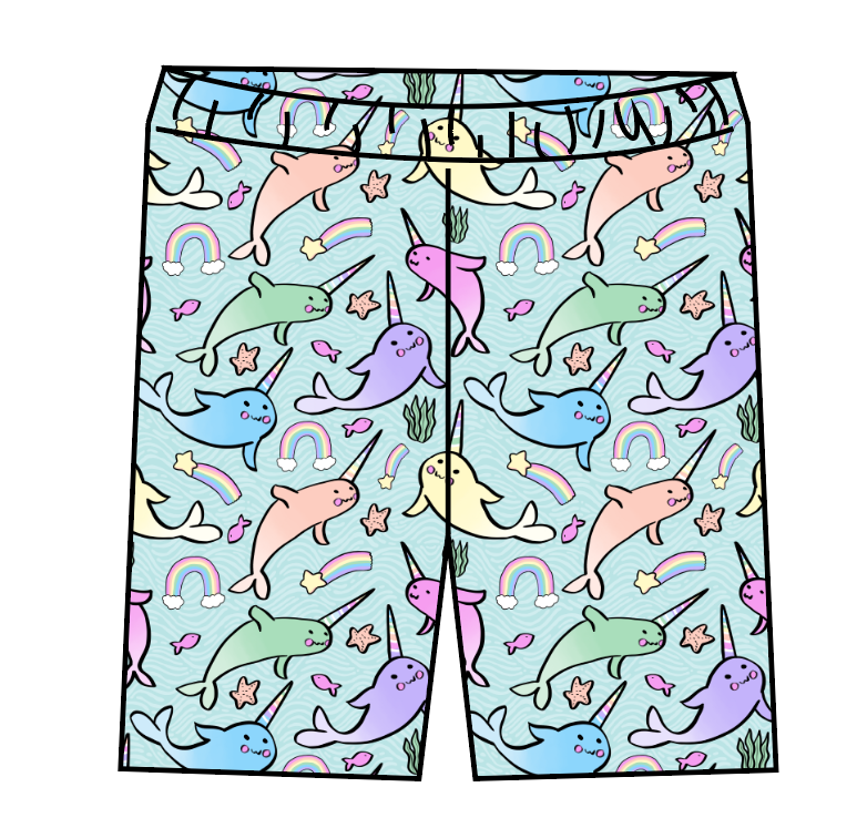 Pastel Narwhals Swim Swim Shorts