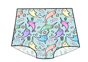 Pastel Narwhals Swim Ladies' High Waisted Bikini Bottoms