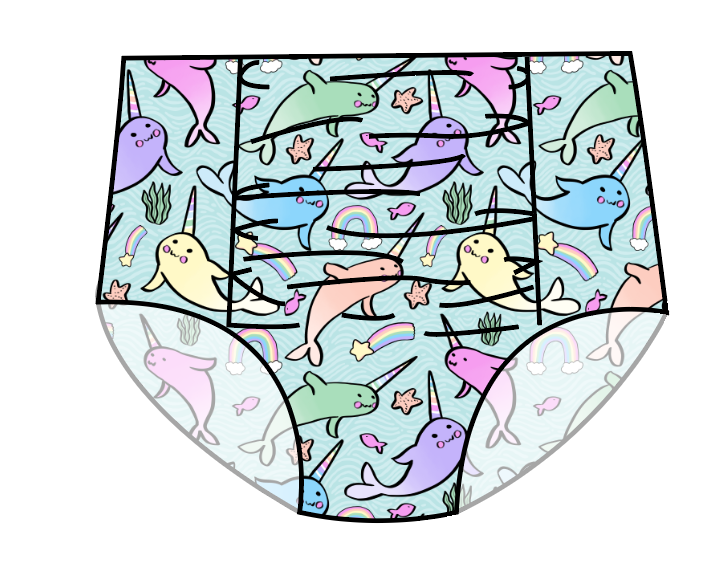 Pastel Narwhals Swim Ladies High Waisted Ruched Bikini Bottoms