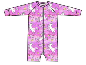 Pink Unicorn Club Swim One Piece Rashguard Suit