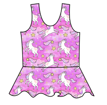 Load image into Gallery viewer, Pink Unicorn Club Swim Peplum Swim Top