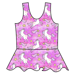 Pink Unicorn Club Swim Peplum Swim Top