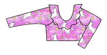 Load image into Gallery viewer, Pink Unicorn Club Swim Ruffle Neck Swim Top