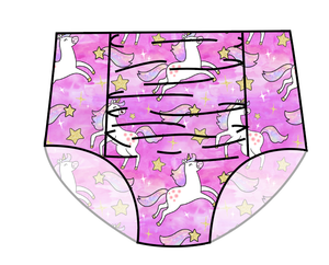 Pink Unicorn Club Swim Ladies High Waisted Ruched Bikini Bottoms