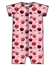 Load image into Gallery viewer, Cheerful Cherries Swim One Piece Rashguard Suit