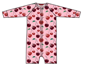 Cheerful Cherries Swim One Piece Rashguard Suit