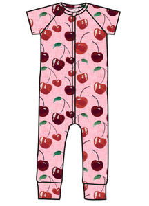 Cheerful Cherries Swim One Piece Rashguard Suit