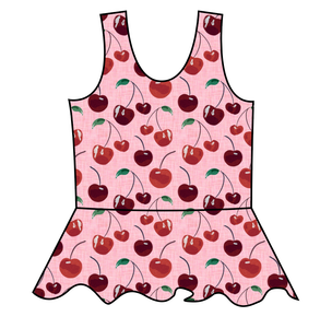 Cheerful Cherries Swim Peplum Swim Top