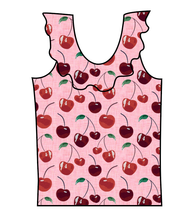 Load image into Gallery viewer, Cheerful Cherries Swim Ruffle Neck Swim Top