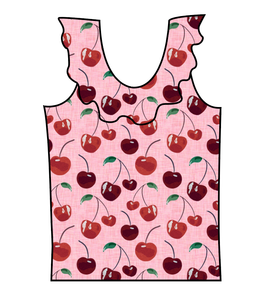 Cheerful Cherries Swim Ruffle Neck Swim Top