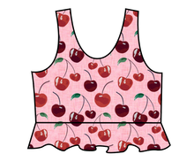 Load image into Gallery viewer, Cheerful Cherries Swim Peplum Swim Top