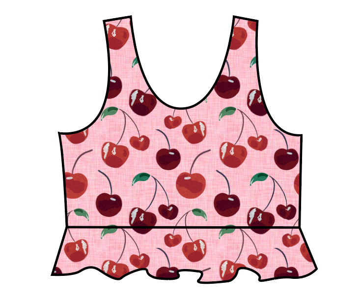 Cheerful Cherries Swim Peplum Swim Top