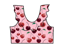 Load image into Gallery viewer, Cheerful Cherries Swim Ruffle Neck Swim Top