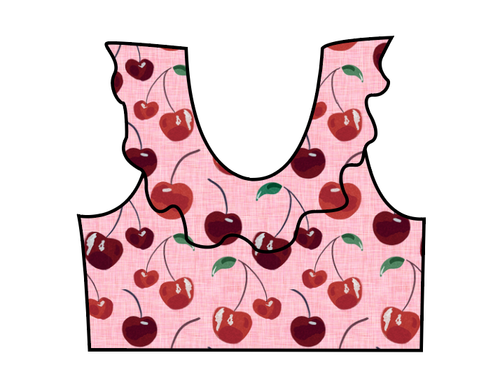 Cheerful Cherries Swim Ruffle Neck Swim Top