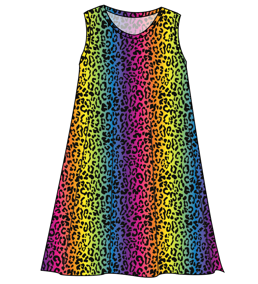 Neon Leopard Ladies' Swing Dress