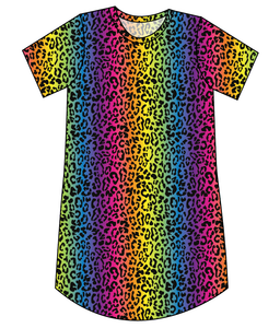 Neon Leopard Ladies' T-Shirt Dress