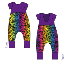 Load image into Gallery viewer, Neon Leopard Low Back Romper and Bubble Romper