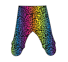 Load image into Gallery viewer, Neon Leopard Newborn Footed Pants