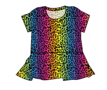 Load image into Gallery viewer, Neon Leopard Peplum Top