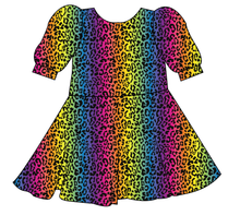 Load image into Gallery viewer, Neon Leopard Prairie Dress