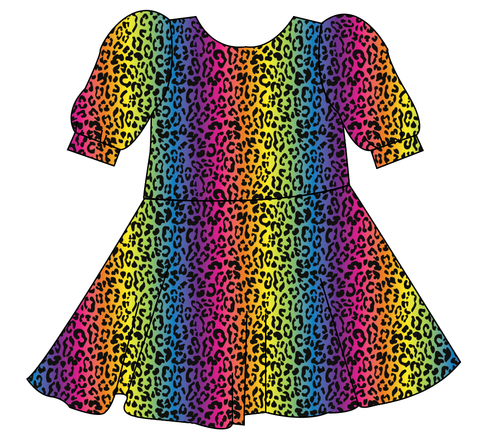 Neon Leopard Prairie Dress