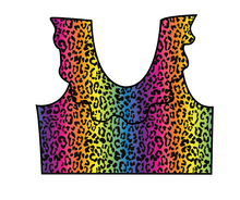 Load image into Gallery viewer, Neon Leopard Swim Ruffle Neck Swim Top