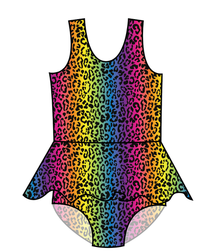 Neon Leopard Swim Skirted One Piece Swim Suit