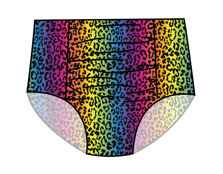 Neon Leopard Swim Ladies High Waisted Ruched Bikini Bottoms