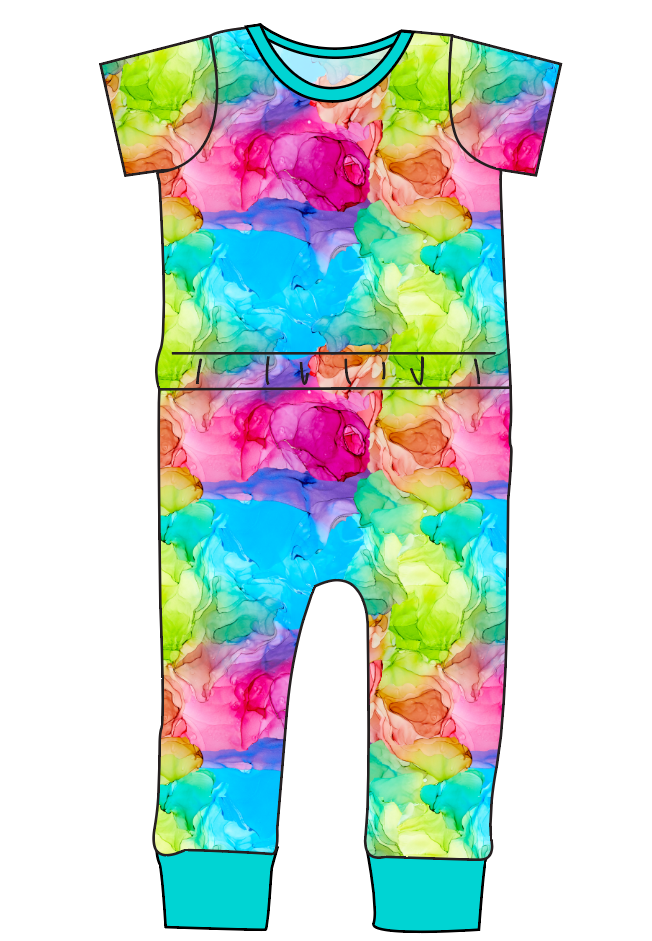 Rainbow Splash Bennett Pants and Shorts Length T-Shirt Romper