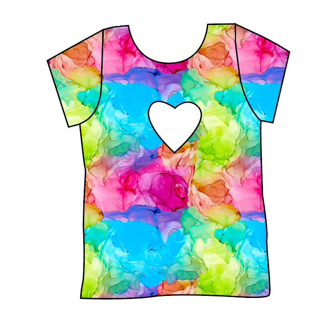 Rainbow Splash Cambria Heart Back Tee