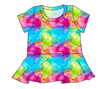 Load image into Gallery viewer, Rainbow Splash Ladies&#39; Peplum Top